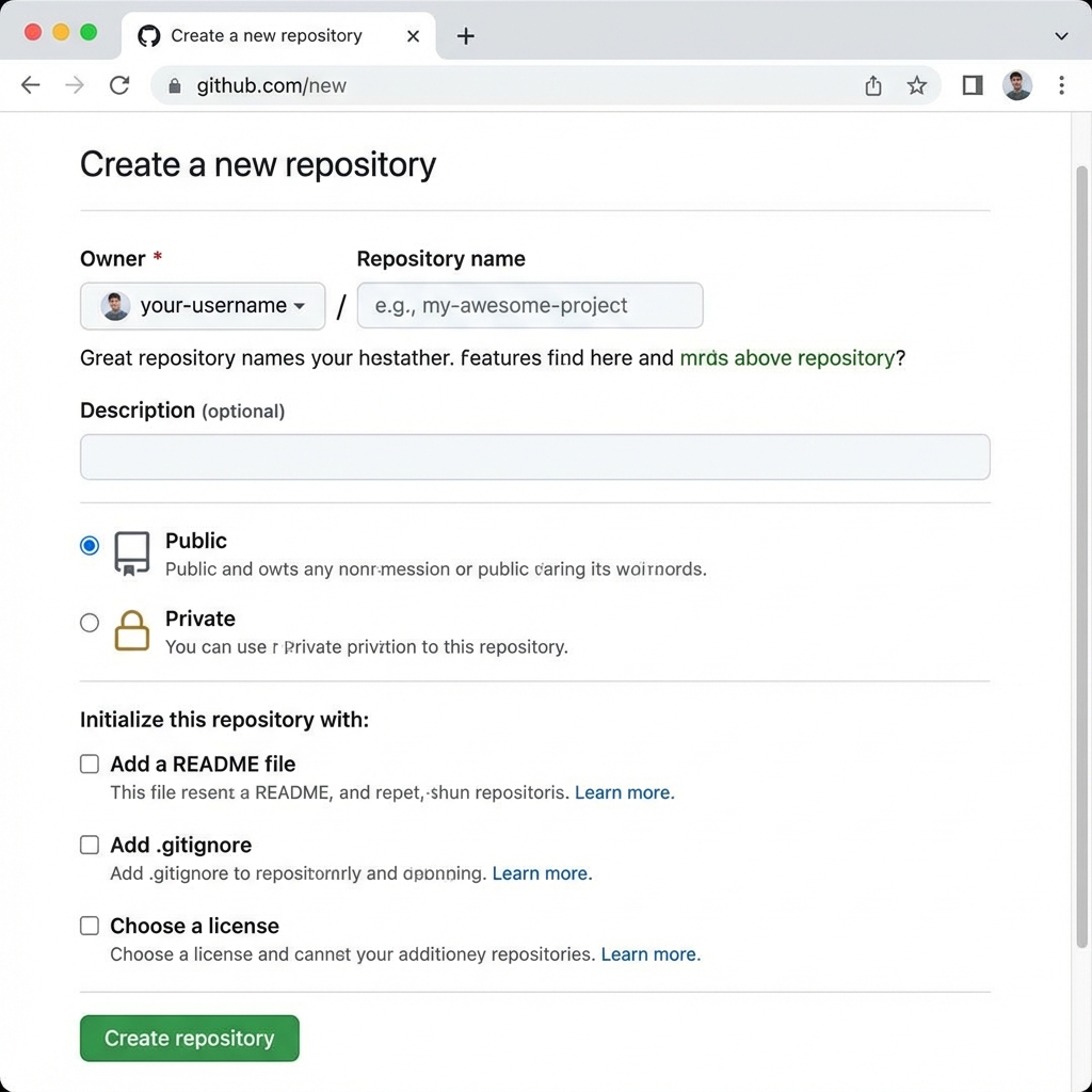 GitHub New Repo UI